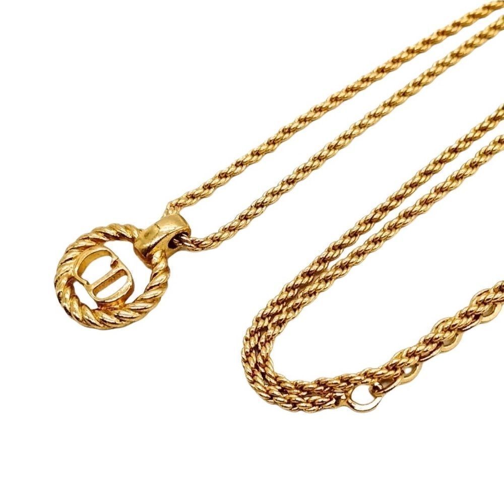 CHRISTIAN DIOR Pendant Necklace Gold Tone